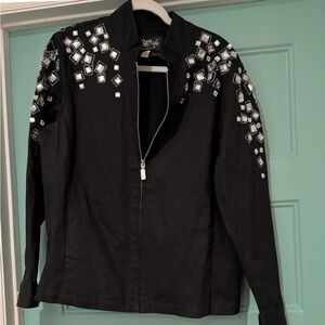 Bob Mackie Black Crystal Embellished Beaded Black Jacket